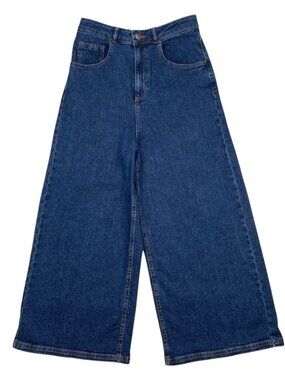 Adolfo Dominguez Wide Leg Jeans 36 Blue High Rise Cropped